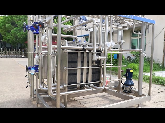 КИТАЙ 1000L Pasteurizer Machine With PLC For Milk / Yogurt / Fruit Juice Processing Line SUS304/316 для продажи